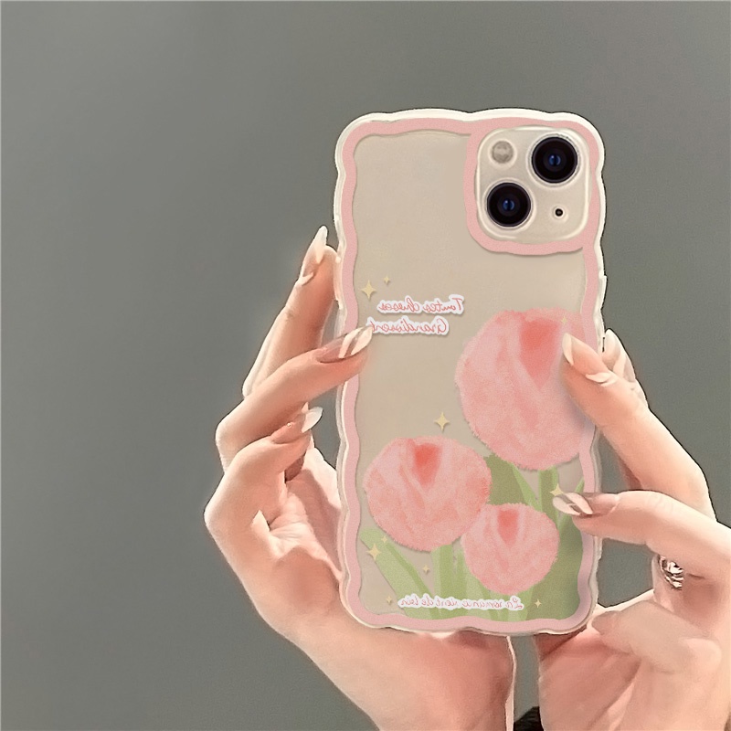 Soft Case Pelindung Lensa Kamera Lukisan Minyak Tulip Tahan Banting Untuk iPhone 13 Pro Max 11 12 Pro X XS Max 7 8 Plus SE 2020