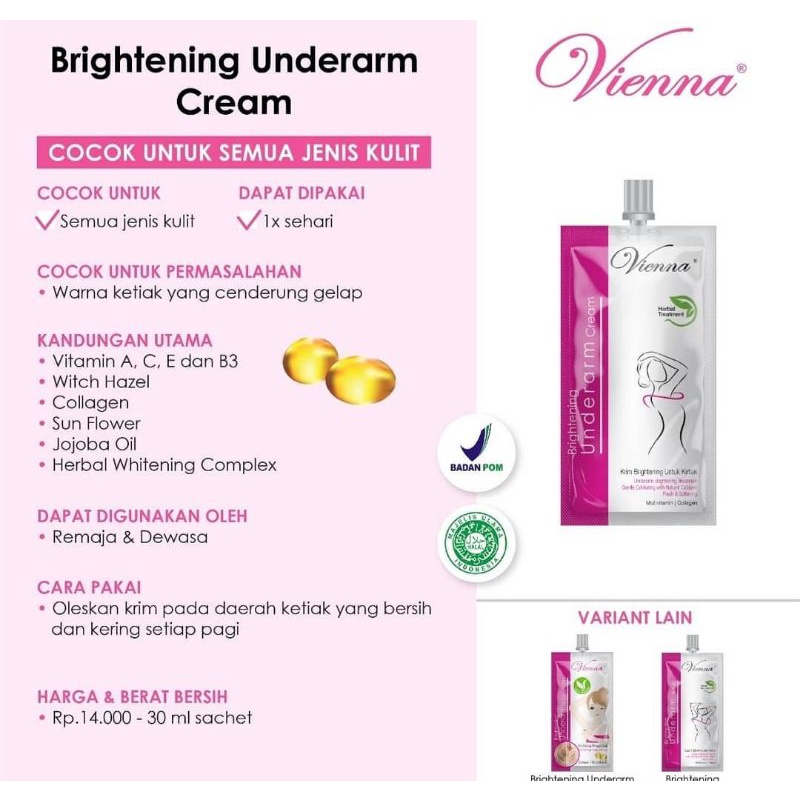 ☀️cahaya☀️vienna brightening underarm cream