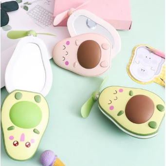 [MH] Kipas Cermin Makeup Led 3in1 Avocado Mini Fan Led Mirror USB Charger