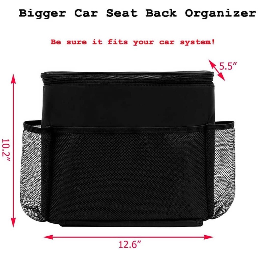 Tas Keranjang Pendingin Kursi Mobil 9L Oxford Car Seat Organizer/Auto Seat Back Organizer/Multi-Pocket Travel Storage Bag/Insulated Car Seat Back Drinks Holder Cooler/Storage Bag Cool Wrap Bottle Bag with Mesh Pockets