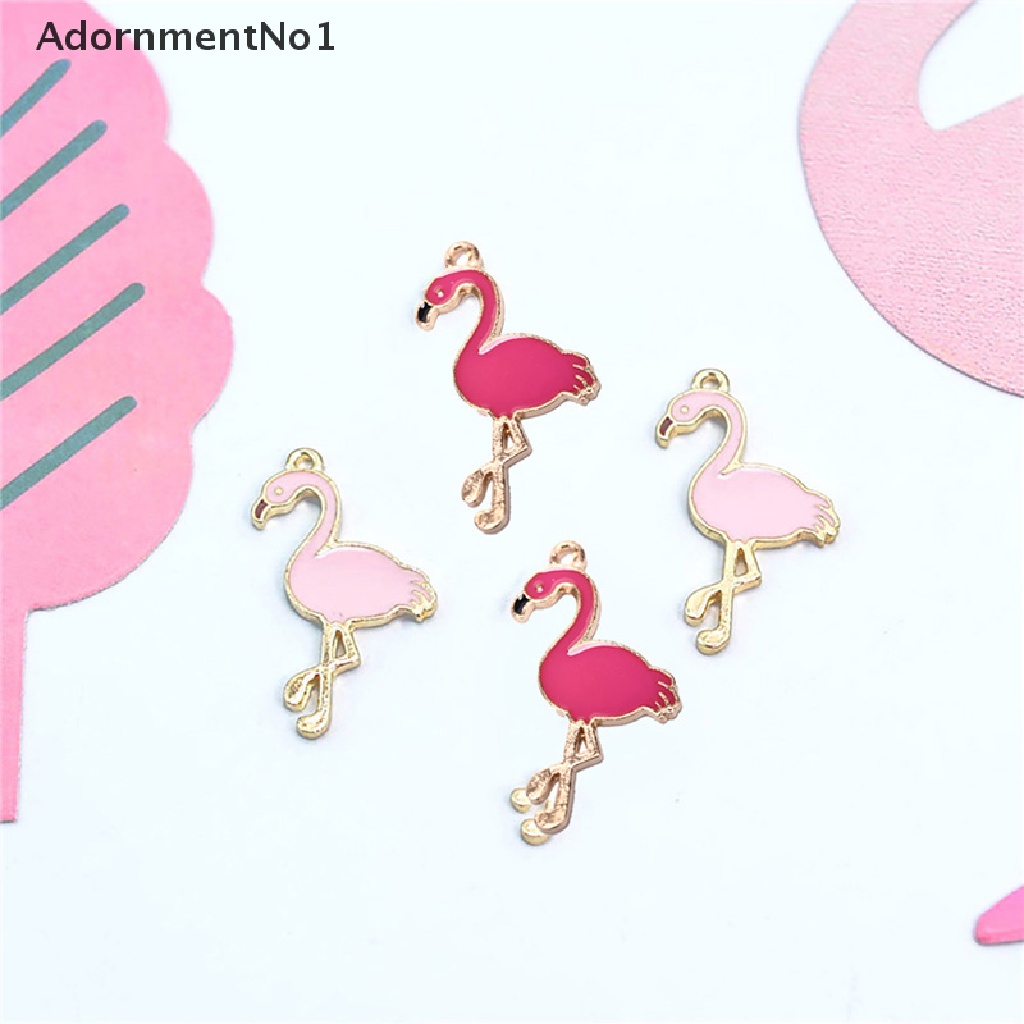 (AdornmentNo1) 10pcs / Lot Charms Pedants Bentuk Flamingo Bahan Alloy Enamel Untuk DIY Perhiasan