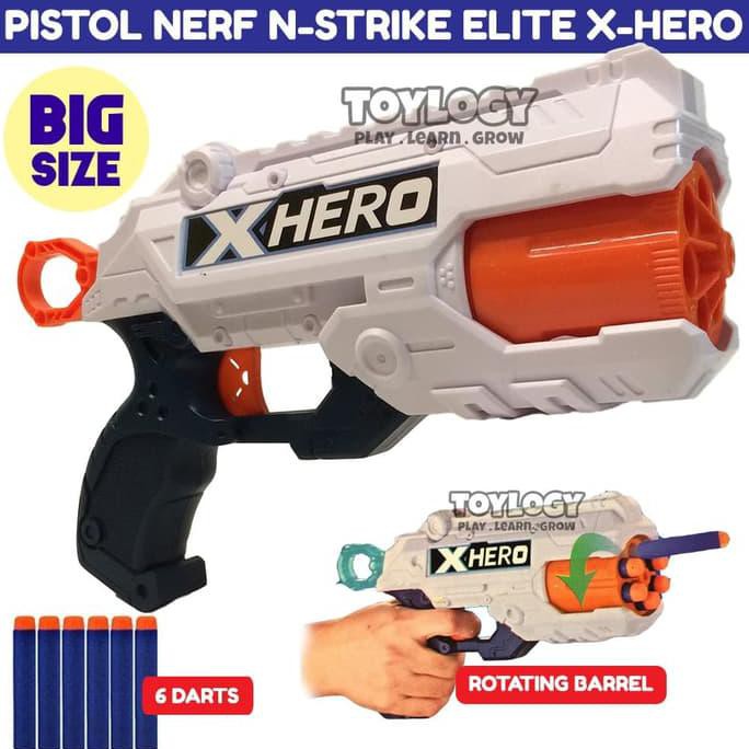 Mainan Anak Laki Pistol Nerf N-Strike Elite Hotstock X-Hero Darts Gun