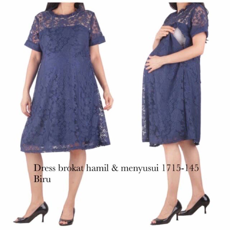 Baju hamil dress brokat hamil dan menyusui 1715