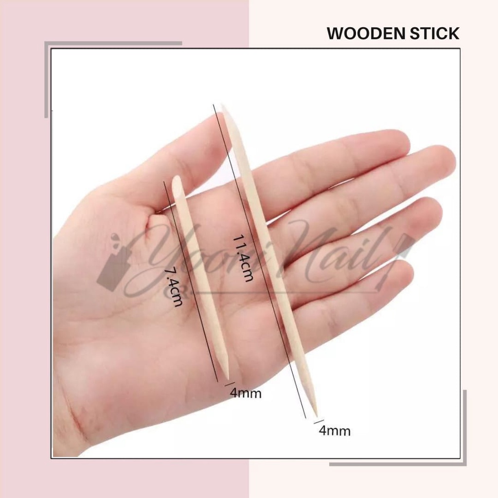 100pcs orange wooden stick stik kayu serbaguna untuk pendorong kutikula nail art manicure