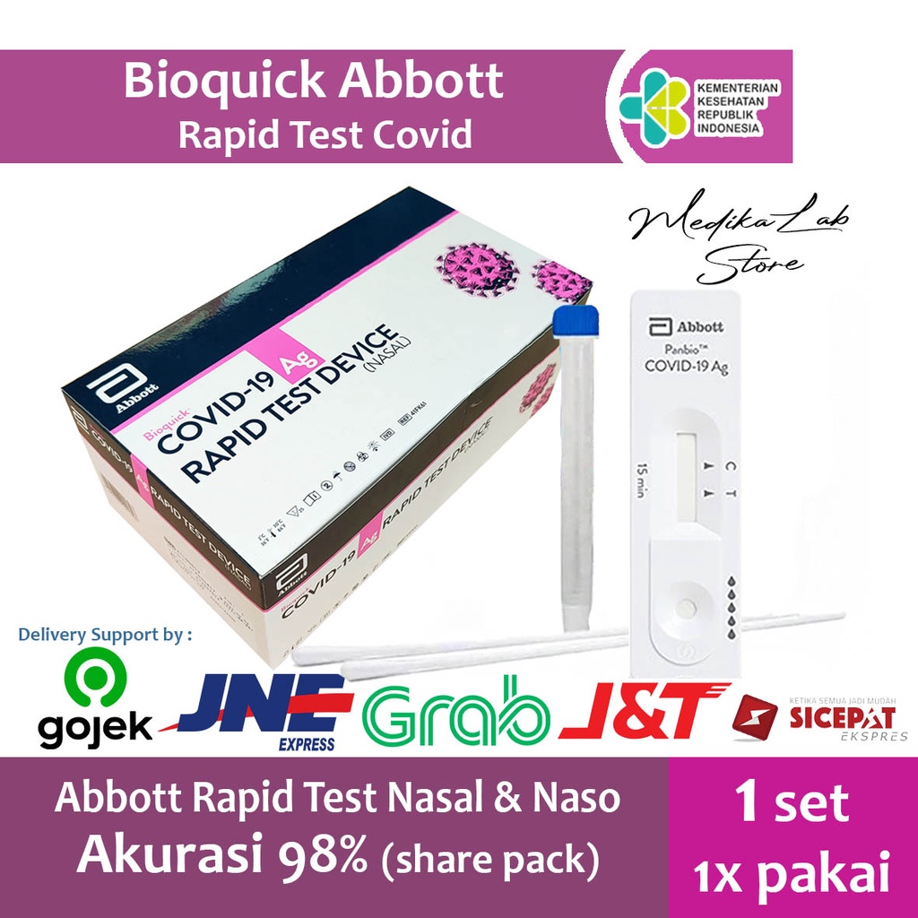 antigen rapid test abbott bioquick naso nasal 1 pcs   medikalab