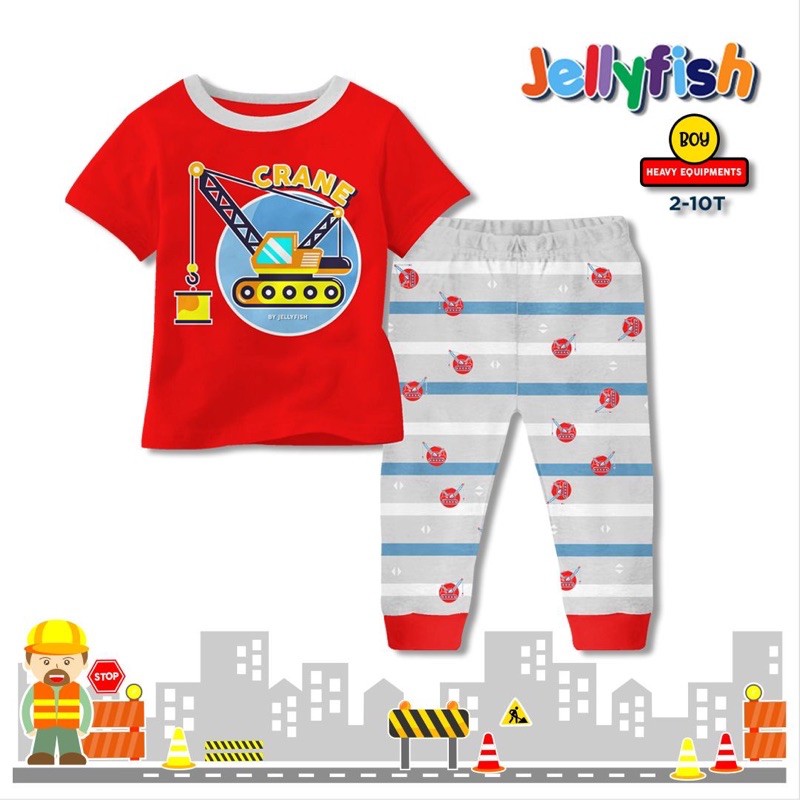 Jelly Fish Piyama Anak Laki Perempuan - Jellyfish Setelan Baju Tidur - Stelan Pajamas 2 4 6 8 10 Thn