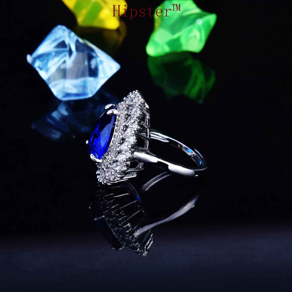 Exquisite Set Natural Sapphire Pendant Open Ring Earrings