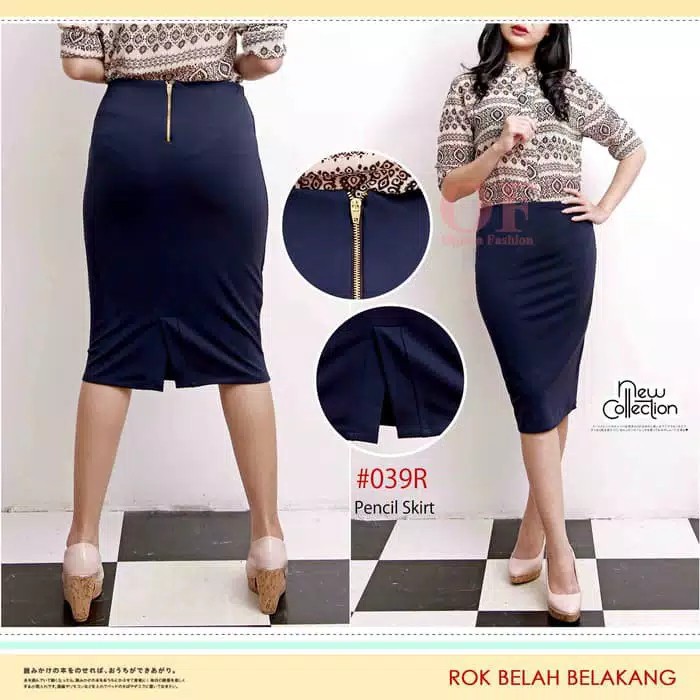 (BAYAR DI TEMPAT) ZARAA Pencil Skirt BAHAN TEBAL / Pensil Skirt Belahan Belakang / Rok Pensil / Rok Midi Wanita / Rok Wanita