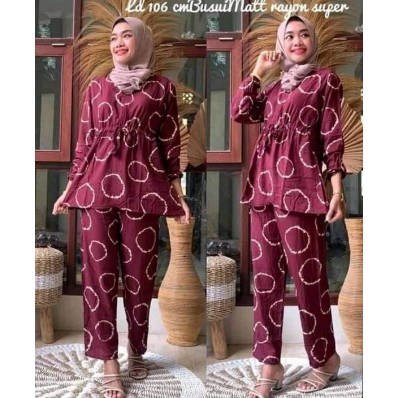 [BISA COD] Setelan Tie Dye One Set Rayon Super Lengan Panjang