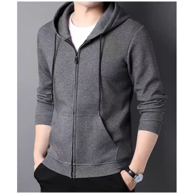 Hoodie Zipper polos Pria terbaru