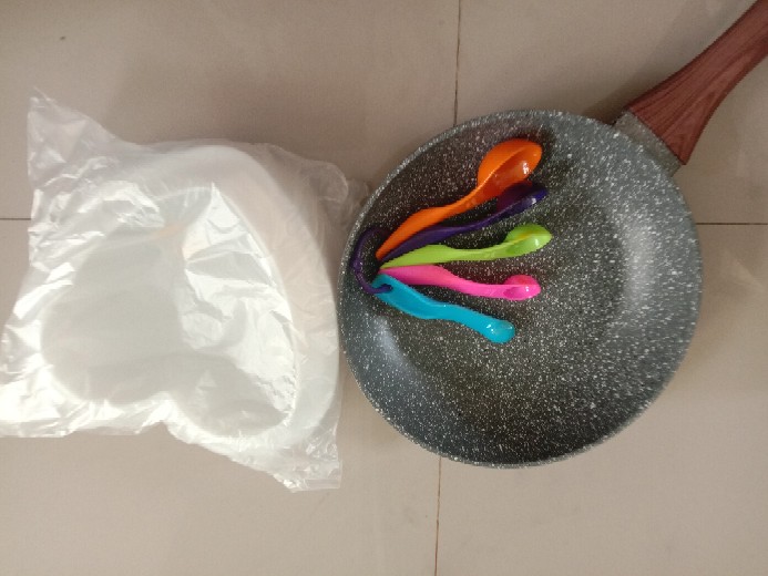 Cypruz Fry Pan Fry Wok Sauce Pan  Marble Coating Anti Lengket Keramik Gagang Kayu - Joukashop
