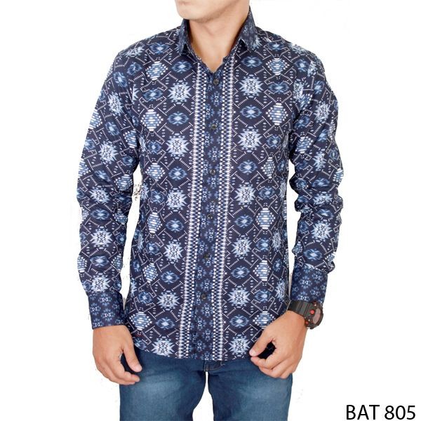 Batik Panjang Pria Katun Biru – BAT 805