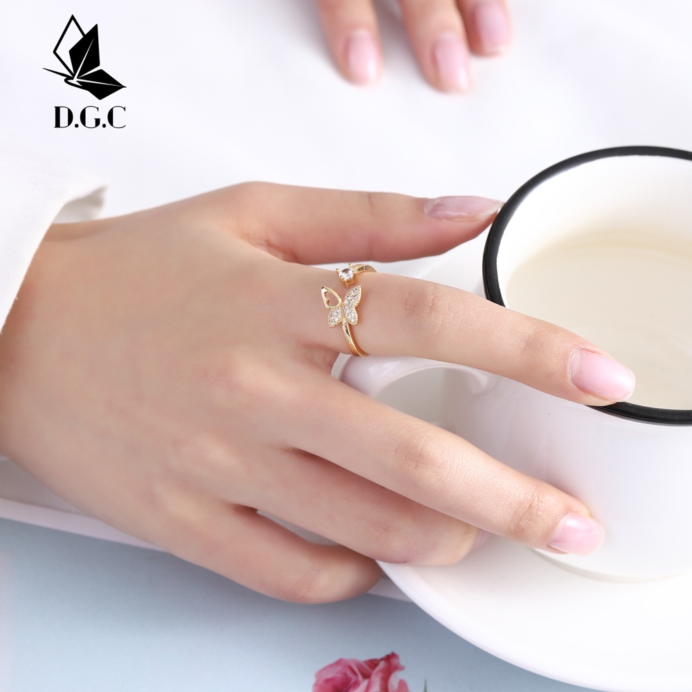 ✨D.G.C Cincin Kristal Berlian Platinum Wanita Fashion Aksesori Perhiasan Zirkon D678