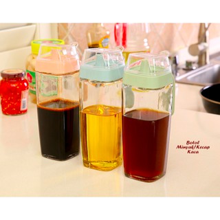 Botol Minyak Kecap 3 WARNA Ada tutupnya bahan kaca tebal Botol Minyak Kecap 3 WARNA Ada tutupnya bahan kaca tebal