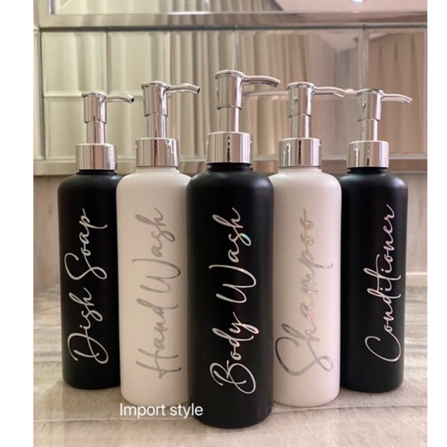 botol DOFF HITAM PUTIH 250ml HOLO silver LUXURY . aesthetic bottle minimalist refill organizer tempat sabun cair liquid pump estetik