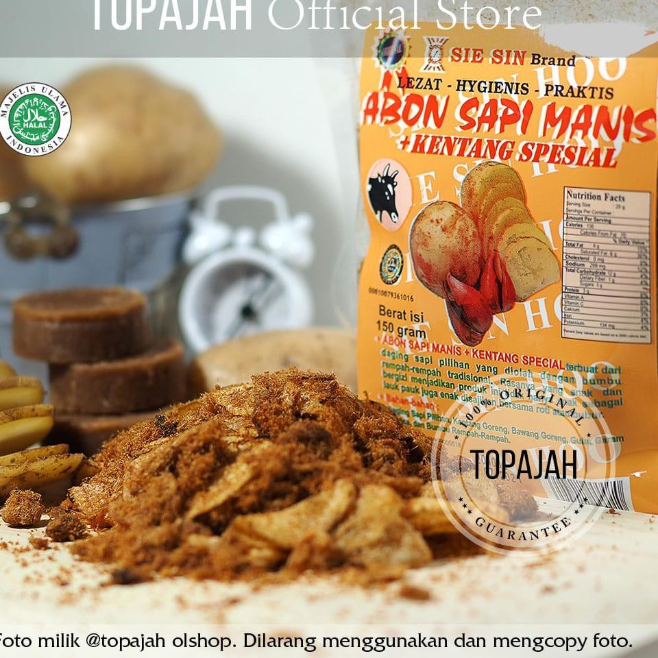 

Model terbaru Abon sapi spesial kentang manis/pedas ”SIE SIN” 150gr HALAL. 67