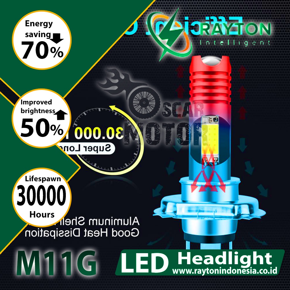 Lampu Depan Motor Rayton M11G-H6 H4 H7 2 LED Blue Devil DE HeadlampNEW motor motor motor