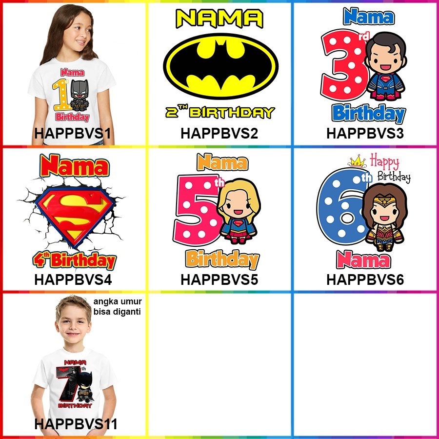 Baju Kaos ANAK DAN DEWASA BATMAN SUPERMAN WONDERWOMAN JOKER HARLEY COUPLE (FREE NAMA)