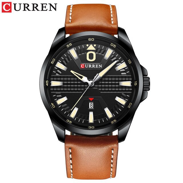 CURREN 8379 Jam Tangan Pria Analog Tali Kulit Chronograph Aktif Luminous Hand WATCHKITE WKOS