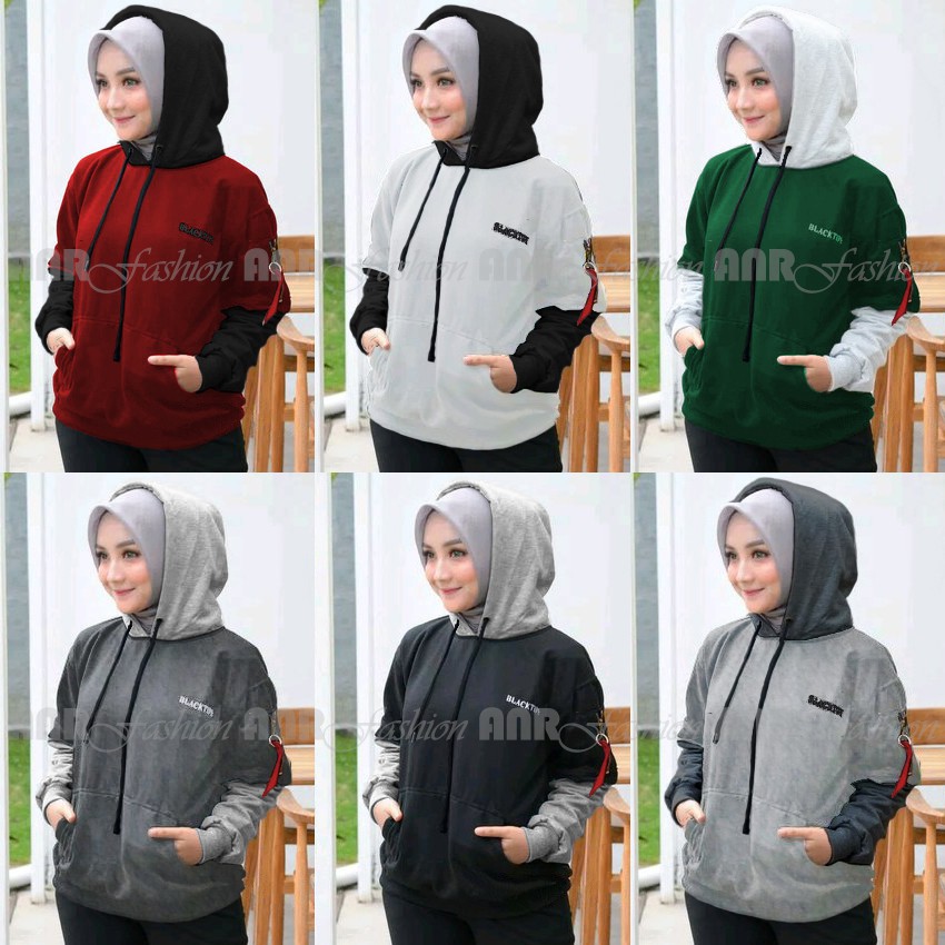 Sweater Hoodie Blacktipe Wanita Sweater Fleece Hoodie Reglan Cewek