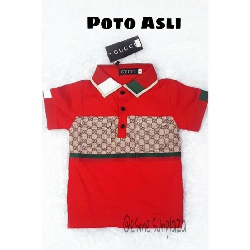 Atasan branded premium import kaos kerah polo bahan adem merah bisa anak cowo dan cewe