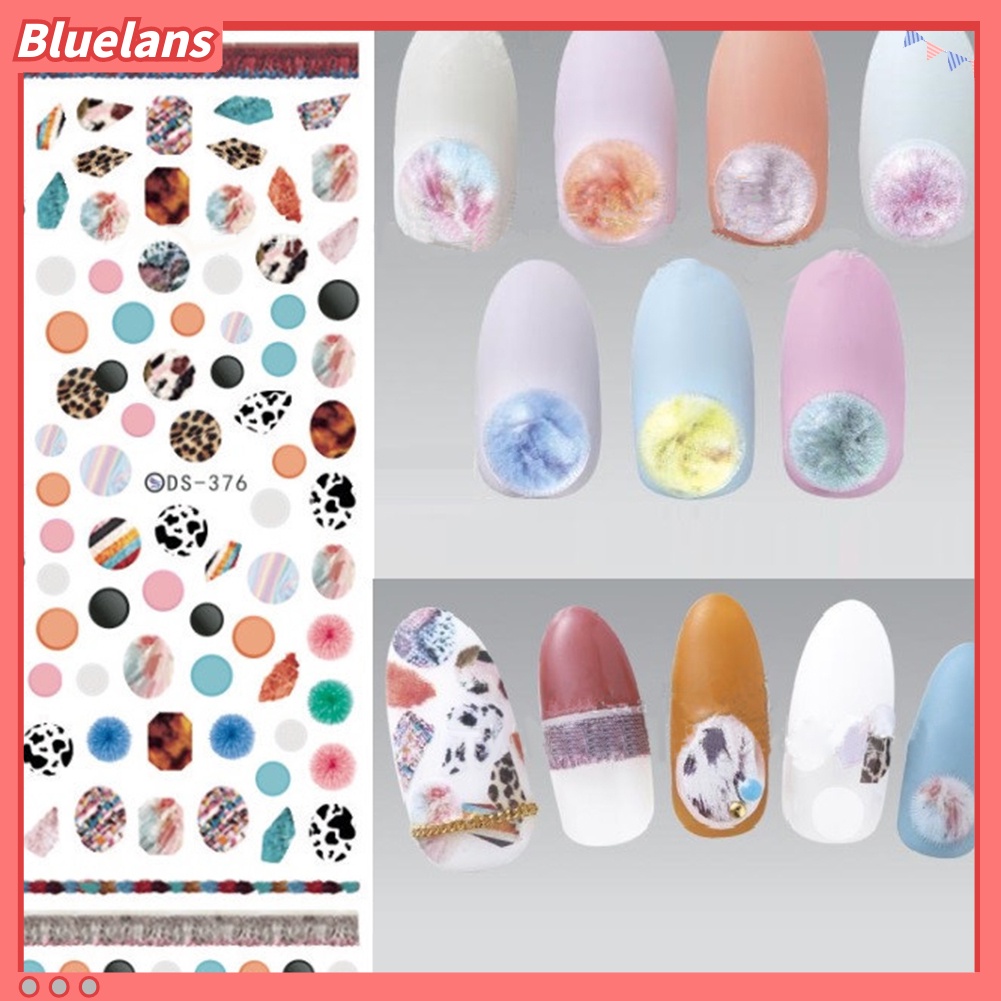 Bluelans Stiker Nail Art Transfer Air Desain Bulan Kucing Tengkorak Gaya Harajuku Element