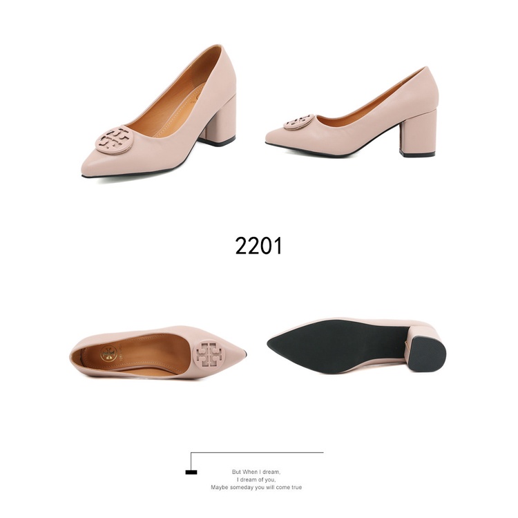 TB Leather Logo Block- Heel Pumps #2201