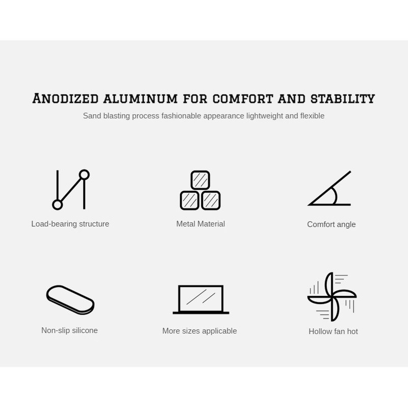 Dudukan laptop Dudukan desktop paduan aluminium Rak laptop Dudukan laptop logam Dudukan notebook pendingin Pembuangan panas tiga dimensi Berlaku untuk beberapa model Memperbaiki postur duduk Cocok untuk laptop 10-17 inci