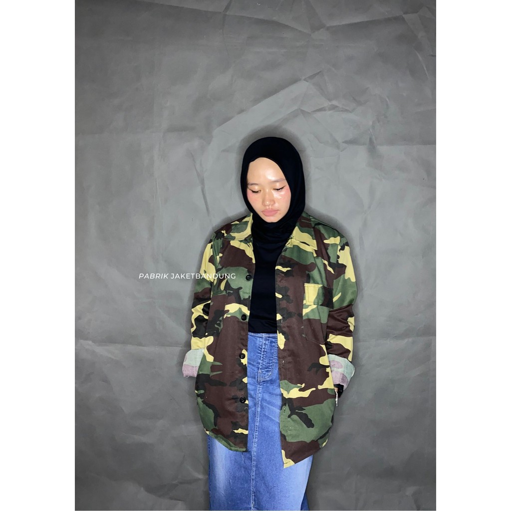 Jakek Semi Parka Loreng II Trucker Loreng Wanita II Jaket Gunung  SZ M - XXL