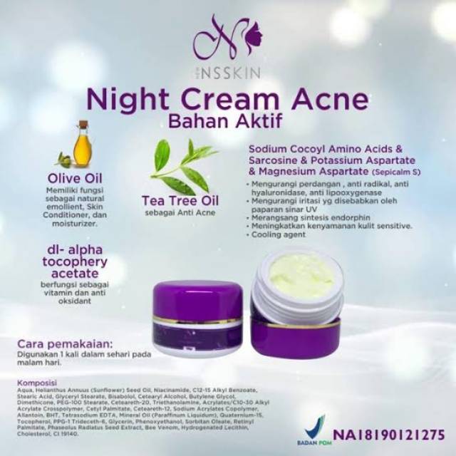 Night Cream Acne BPOM New Nsskin Nsskincare