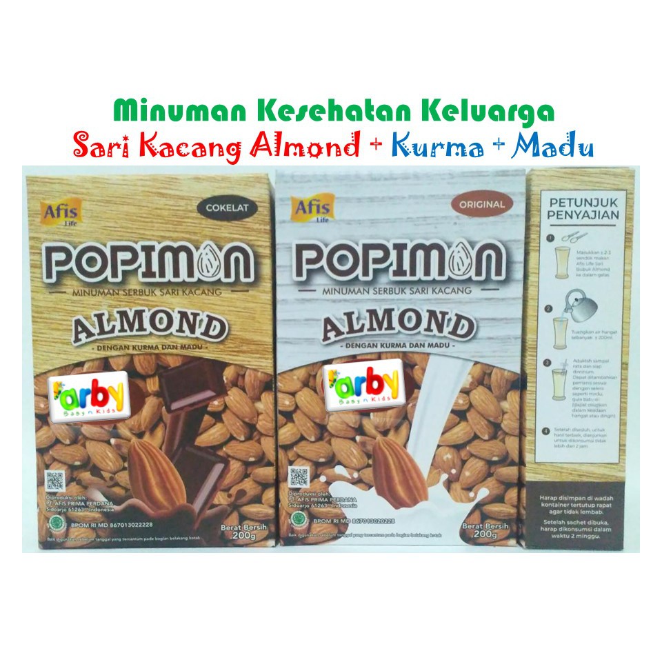 Afis Life Sari Bubuk Almond (dengan Kurma, Madu) Susu Almond Untuk Anak & Dewasa