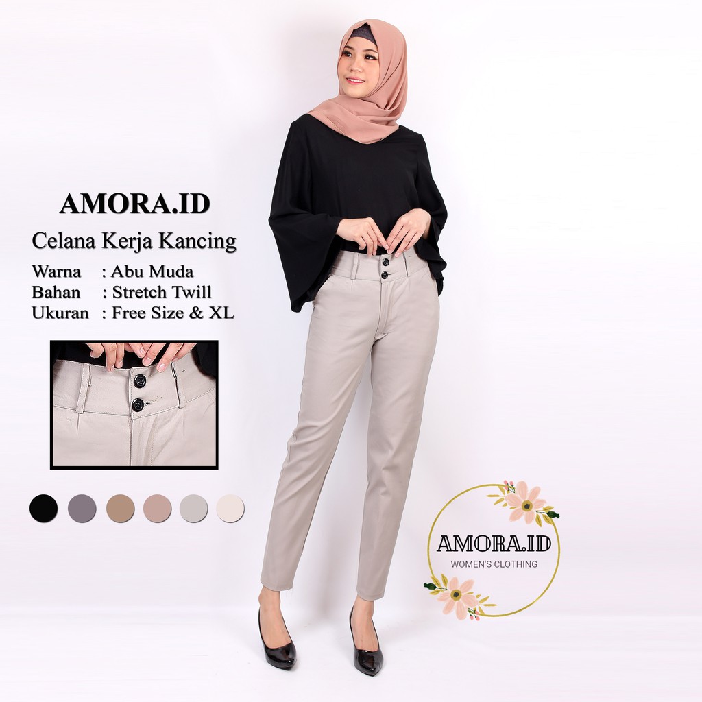 AMORA Celana Baggy Pants Wanita Premium Model Resleting Size allsize,XL,2L AMO