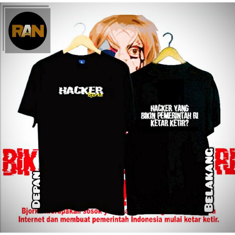 Baju T-shirt Kaos HACKER bjorka l Kaos Viral Terlaris l Kaos Pria dan Wanita Viral