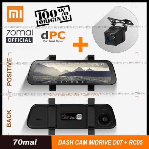 [Eksterior Mobil] Paket Xiaomi 70mai Dash Cam Wide Midrive D07 + RearView Camera RC05