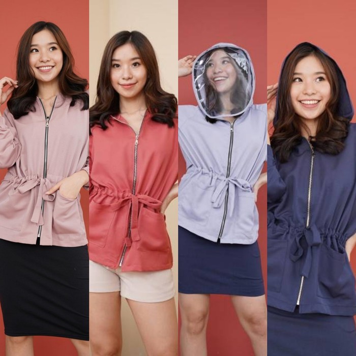 JAC49 JAKET ANTI CORONA VIRUS WANITA HOODIE FACESHIELD PELINDUNG WAJAH APD