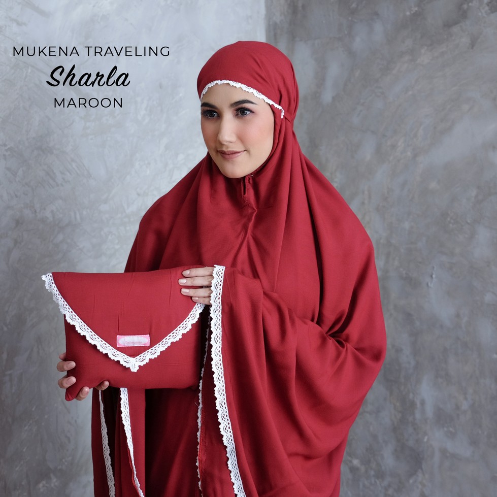 Mukena Polos Renda Dewasa Rayon Traveling Sharla