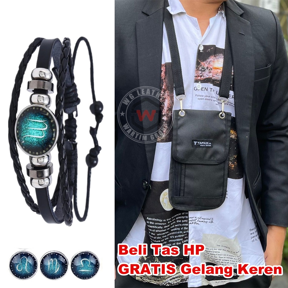 Tas Selempang HP Hanging Wallet Pria Wanita Gratis Gelang Zodiak Keren