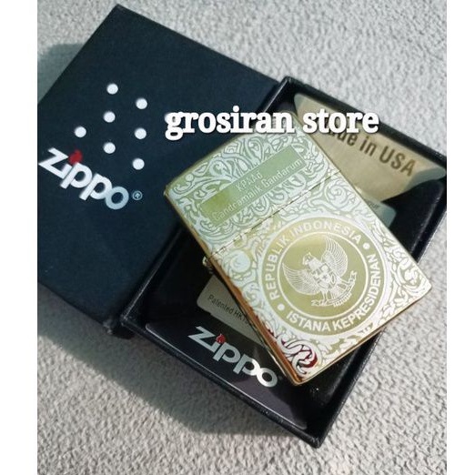 zippo istana kepresidenan batik gold custom logo nama grafir kado souvenir PT