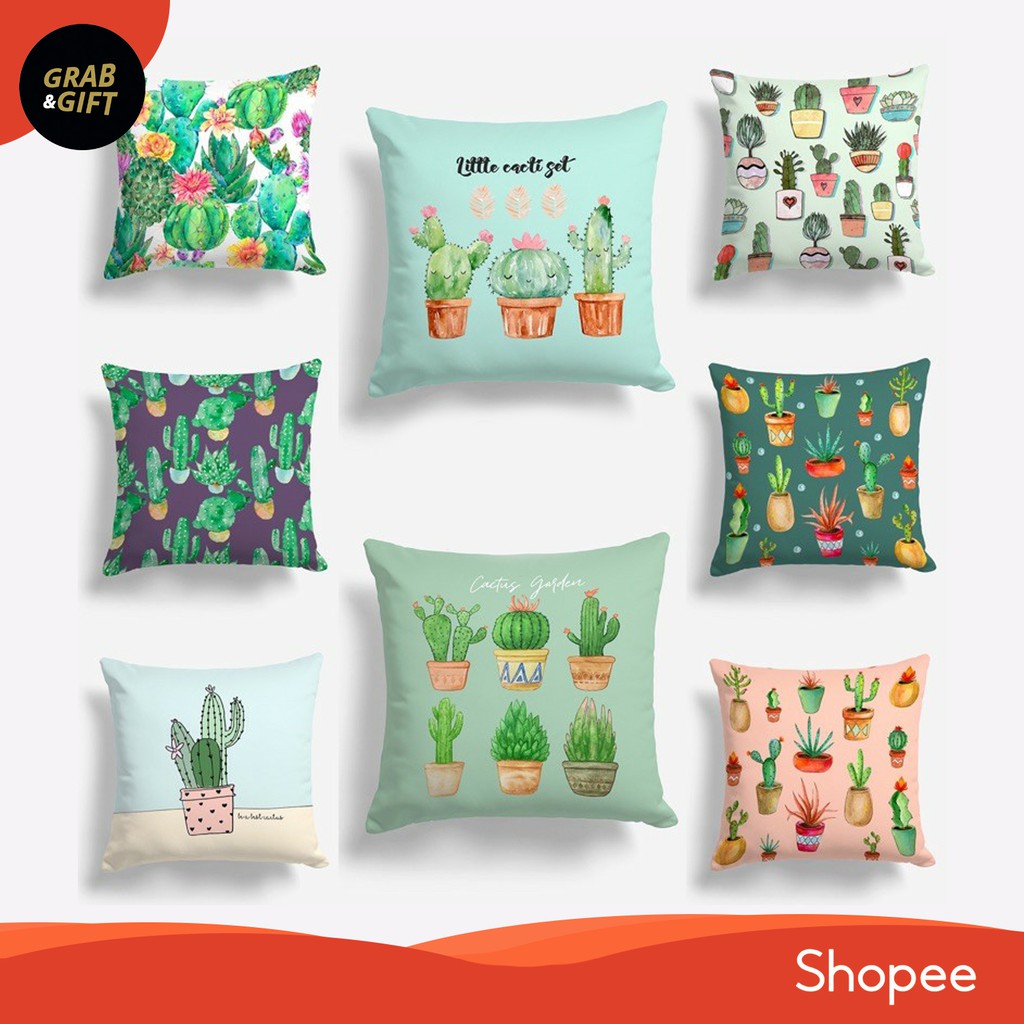 Bantal Sofa Cactus 40x40 cm Kaktus Tanaman Hijau Cushion Pillow