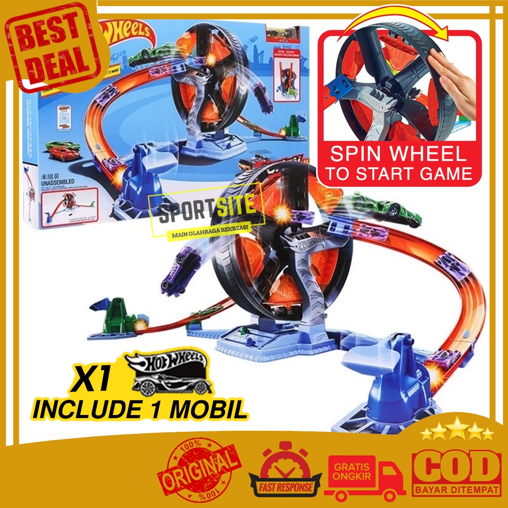 Spinwheel Challenge Playset Hot Wheels Action Track Mainan Mobil Anak