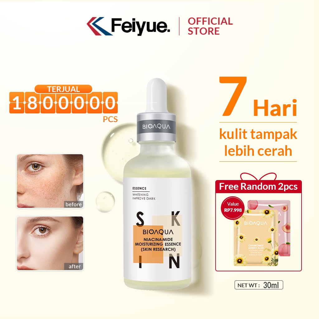 【BPOM】Feiyue bioaqua pemutih serum wajah wonder retinol serum essence oil face blemish serum niacinamide whitening memutihkan brightening ms glow menghilangkan jerawat anti aging Hyaluronic moisturizing melembabkan vitamin c serum anti acne serum  50ml