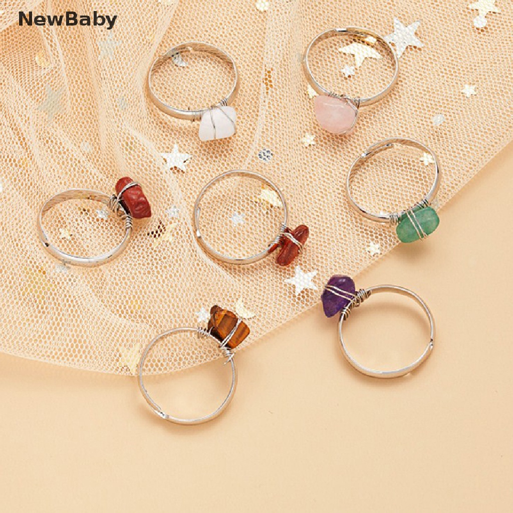 Newbaby Cincin Batu Kuarsa Resin Alami Rock Adjustable Untuk Wanita