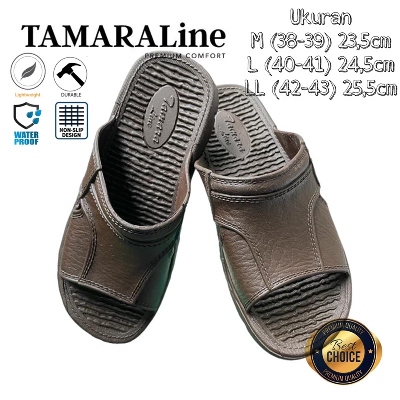 Sandal Selop Slide Slip on Karet Pria Dewasa / Remaja - TAMARALINE 120 / Bahan Premium Lentur Empuk Ringan Kuat Anti Slip Anti Air Model Sandal Casual Santai Rumah Hotel Outdoor Kamar Mandi Murah Original