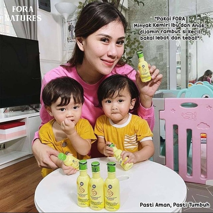 MINYAK RAMBUT KEMIRI Plus Jojoba Oil FORA Cap Ibu dan Anak BPOM: NA18191005486 Untuk Penumbuh dan Penyubur Rambut Bayi dan Dewasa