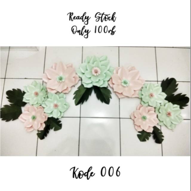 Paper Flower Backdrop Ready Stock dekorasi hiasan dinding lamaran pernikahan tunangan murah pink