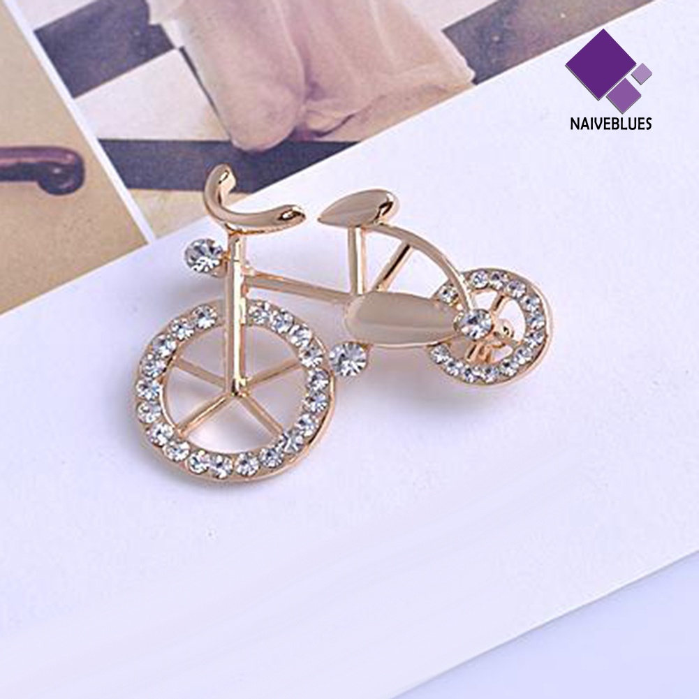 Naiveblue &gt; Bros / Pin Bentuk Sepeda Aksen Berlian Imitasi Bahan Alloy Untuk Aksesoris Wanita