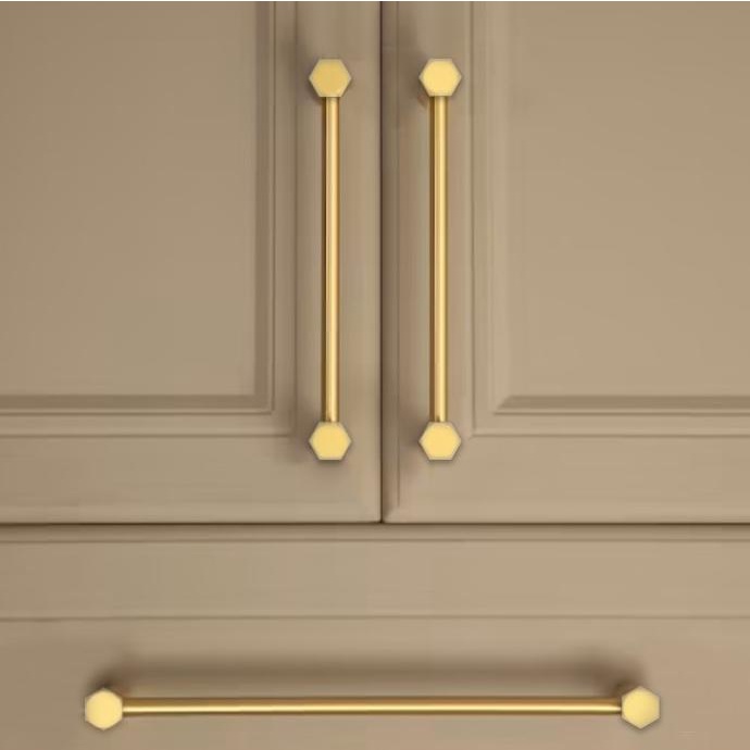 Silahkan Order] Gold Hexagon End Handle Tabung Hairline Tarikan Lemari Emas