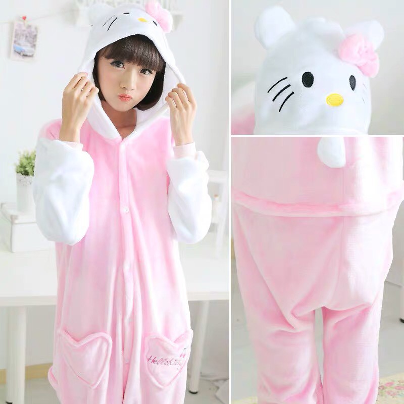 BAJU ONESIE HELLO KITTY PIYAMA KOSTUM PESTA ANAK DEWASA