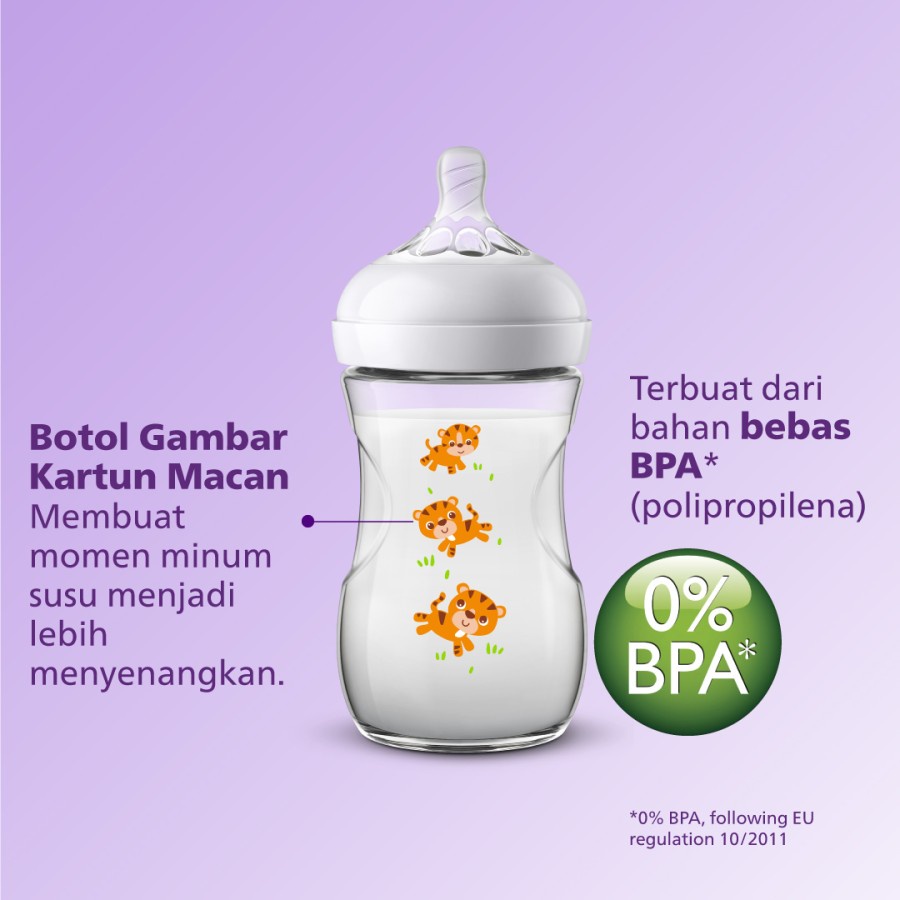 Philips Avent Natural Bottle Single 9Oz Tiger SCF627/40 Botol Bayi