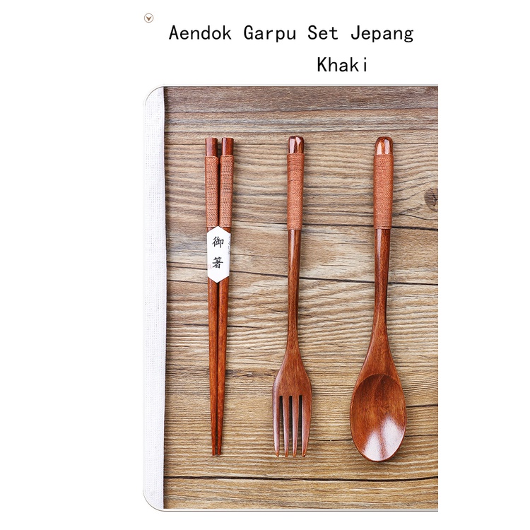 【COD+dalam stok+Pengiriman Cepat】Sendok Garpu Set Jepang Sumpit Kayu Sujeo Set Alat Makan Korea Jepang Sendok / Garpu/ Sumpit 4 IN 1  Set   Wooden Spoon Set